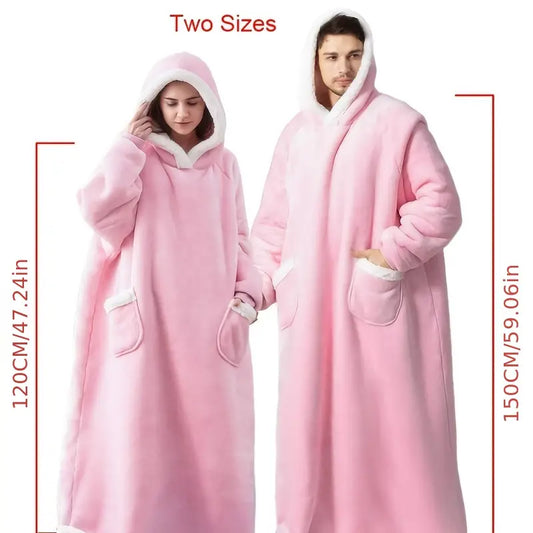 Cozy Flannel Blanket with Sleeves for Winter Comfort